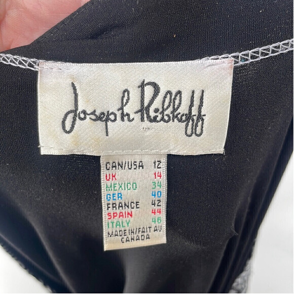 JOSEPH Ribkoff sleeveless dress black and white silver studs sz 12 - Picture 5 of 9